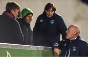 6 April 2017; Republic of Ireland manager Dave Connell speaking to Sue Ronan, Head of Womens Football for the FAI, after the UEFA Women's Under 19 European Championship Elite Round match between Republic of Ireland and Ukraine at Market's Field in Limerick. Photo by Eóin Noonan/Sportsfile
