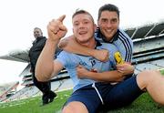 18 September 2011; Dublin's Paul Flynn celebrates with team-mate Bernard Brogan after the match. GAA Football All-Ireland Senior Championship Final, Kerry v Dublin, Croke Park, Dublin. Picture credit: Brian Lawless / SPORTSFILE