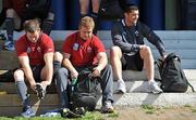 23 September 2011; Ireland players Fergus McFadden, left, Sean Cronin and Rob Kearney get ready before squad training ahead of their 2011 Rugby World Cup, Pool C, game against Russia on Sunday. Ireland Rugby Squad Training, Smallbone Cricket Oval, Rotorua, New Zealand. Picture credit: Brendan Moran / SPORTSFILE