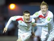 23 September 2011; Sligo Rovers' Aaron Greene, left, celebrates after scoring his side's first goal with team-mate Derek Foran. Airtricity League Premier Division, Drogheda United v Sligo Rovers, Hunky Dorys Park, Drogheda, Co. Louth. Photo by Sportsfile