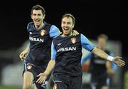 23 September 2011; St Patrick's Athletic's Sean O'Connor, right, celebrates after scoring his side's first goal with team-mate Ian Daly. Airtricity League Premier Division, Dundalk v St Patrick's Athletic, Oriel Park, Dundalk, Co. Louth. Picture credit: David Maher / SPORTSFILE