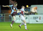 23 September 2011; Mark O'Brien, Drogheda United, in action against Danny Ventre, Sligo Rovers. Airtricity League Premier Division, Drogheda United v Sligo Rovers, Hunky Dorys Park, Drogheda, Co. Louth. Photo by Sportsfile