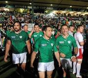 25 September 2011; Ireland players, from left, Tony Buckley, Jonathan Sexton, Isaac Boss and Paddy Wallace after the game. 2011 Rugby World Cup, Pool C, Ireland v Russia, Rotorua International Stadium, Rotorua, New Zealand. Picture credit: Brendan Moran / SPORTSFILE