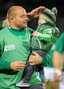 25 September 2011; Ireland hooker Rory Best with his son Ben, age 1, after the game. 2011 Rugby World Cup, Pool C, Ireland v Russia, Rotorua International Stadium, Rotorua, New Zealand. Picture credit: Brendan Moran / SPORTSFILE