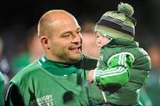 25 September 2011; Ireland hooker Rory Best with his son Ben, age 1, after the game. 2011 Rugby World Cup, Pool C, Ireland v Russia, Rotorua International Stadium, Rotorua, New Zealand. Picture credit: Brendan Moran / SPORTSFILE