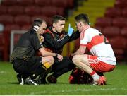 5 April 2017; Conor McGrogan of Derry receiving treatment during the EirGrid Ulster GAA Football U21 Championship Semi-Final match between Derry and Armagh at Celtic Park in Derry. Photo by Oliver McVeigh/Sportsfile