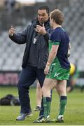 7 April 2017; Connacht head coach Pat Lam, left, speaking to Connacht scrum half Kieran Marmion prior to the Guinness PRO12 Round 19 match between Edinburgh Rugby and Connacht at Myreside in Edinburgh. Photo by Kenny Smith/Sportsfile