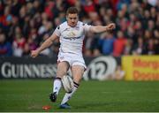 7 April 2017; Paddy Jackson of Ulster converts his own try during the Guinness PRO12 Round 19 match between Ulster and Cardiff Blues at the Kingspan Stadium in Belfast.  Photo by Oliver McVeigh/Sportsfile