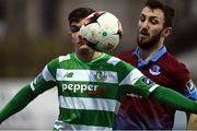 7 April 2017; Trevor Clarke of Shamrock Rovers in action against Colm Deasy of Drogheda United during the SSE Airtricity League Premier Division match between Drogheda United and Shamrock Rovers at United Park in Drogheda, Co Louth. Photo by David Maher/Sportsfile