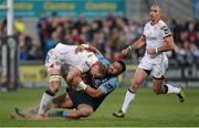 7 April 2017; Roger Wilson of Ulster in action against Willis Halaholo of Cardiff Blues during the Guinness PRO12 Round 19 match between Ulster and Cardiff Blues at the Kingspan Stadium in Belfast. Photo by Oliver McVeigh/Sportsfile