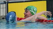 7 April 2017; Mia Davison of Ards Swim Club, Co. Down, left, and Molly Curry of Coleraine Swim Club, Co. Derry, embrace following the Junior Women's 100m Breaststroke Final during the 2017 Irish Open Swimming Championships at the National Aquatic Centre in Dublin. Photo by Sam Barnes/Sportsfile