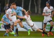 7 April 2017; Ciaran Frawley of UCD is tackled by Michael Courtney of Dublin University during the 65th Annual Colours Match between University College Dublin and Dublin University FC at the Belfield Bowl in UCD, Co Dublin. Photo by David Fitzgerald/Sportsfile