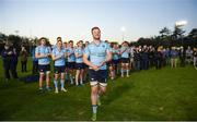 7 April 2017; Peadar Timmins of UCD walks up to collect his man of the match award following the 65th Annual Colours Match between University College Dublin and Dublin University FC at the Belfield Bowl in UCD, Co Dublin. Photo by David Fitzgerald/Sportsfile
