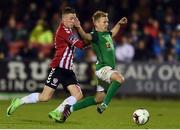 7 April 2017; Conor McCormack of Cork City in action against Ronan Curtis of Derry City during the SSE Airtricity League Premier Division match between Cork City and Derry City at Turner's Cross in Cork. Photo by Eóin Noonan/Sportsfile