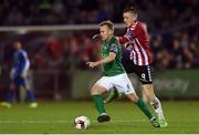 7 April 2017; Conor McCormack of Cork City in action against Ronan Curtis of Derry City during the SSE Airtricity League Premier Division match between Cork City and Derry City at Turner's Cross in Cork. Photo by Eóin Noonan/Sportsfile