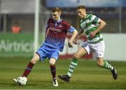7 April 2017; Mark Doyle of Drogheda United in action against Danny Devine of Shamrock Rovers during the SSE Airtricity League Premier Division match between Drogheda United and Shamrock Rovers at United Park in Drogheda, Co. Louth. Photo by David Maher/Sportsfile