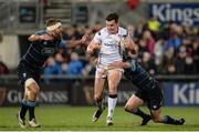 7 April 2017; Jacob Stockdale of Ulster is tackled by Gareth Anscombe of Cardiff Blues during the Guinness PRO12 Round 19 match between Ulster and Cardiff Blues at the Kingspan Stadium in Belfast.  Photo by Oliver McVeigh/Sportsfile