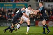 7 April 2017; Kieran Treadwell of Ulster is tackled by James Down of Cardiff Blues during the Guinness PRO12 Round 19 match between Ulster and Cardiff Blues at the Kingspan Stadium in Belfast.  Photo by Oliver McVeigh/Sportsfile
