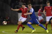 7 April 2017; Josh O'Hanlon of St Patrick's Athletic in action against Robbie Williams of  Limerick FC during the SSE Airtricity League Premier Division match between St Patrick's Athletic and Limerick FC at Richmond Park in Dublin. Photo by Matt Browne/Sportsfile