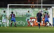 7 April 2017; Shamrock Rovers goalkeeper Tomer Chencinski is unable to keep out the second goal from Stephen Dunne of  Drogheda United during the SSE Airtricity League Premier Division match between Drogheda United and Shamrock Rovers at United Park in Drogheda, Co Louth. Photo by David Maher/Sportsfile