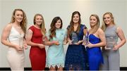 7 April 2017; UL players, from left, Caoimhe McGrath, Louise Ward, Laurie Ryan, Lisa Crowley, Eimear Scally and Aisling McCarthy, after receiving their LGFA HEC All Star Awards at Croke Park Hotel on Friday, April 7th. The LGFA HEC All Star Awards recognised the best performers from the O’Connor Cup weekend recently hosted by GMIT at the Ballyhaunis Centre of Excellence and Elvery’s McHale Park. The Croke Park Hotel in Dublin, Jones' Road, Dublin 3. Photo by Piaras Ó Mídheach/Sportsfile
