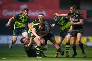 8 April 2017; Rory O'Loughlin of Leinster is tackled by Sam Davies, left, and Josh Matavesi of Ospreys during the Guinness PRO12 Round 19 match between Ospreys and Leinster at the Liberty Stadium in Swansea, Wales. Photo by Stephen McCarthy/Sportsfile