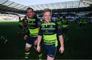 8 April 2017; James Tracy, centre, and Rhys Ruddock of Leinster following the Guinness PRO12 Round 19 match between Ospreys and Leinster at the Liberty Stadium in Swansea, Wales. Photo by Stephen McCarthy/Sportsfile