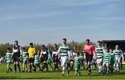 8 April 2017; Both teams walk out ahead of the FAI Junior Cup semi final match between Killarney Celtic and Sheriff YC, in association with Aviva and Umbro, at Mastergeeha FC in Killarney, Co. Kerry. Photo by Ramsey Cardy/Sportsfile