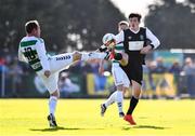 8 April 2017; Cathal O'Shea of Killarney Celtic in action against John Rock of Sheriff YC during the FAI Junior Cup semi final match between Killarney Celtic and Sheriff YC, in association with Aviva and Umbro, at Mastergeeha FC in Killarney, Co. Kerry. Photo by Ramsey Cardy/Sportsfile
