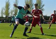 8 April 2017; Danny McGlynn of Derry City in action against Eóin McPhillips of Shelbourne during the SSE Airtricity U17 League match between Shelbourne and Derry City at AUL Complex in Clonshaugh, Dublin. Photo by Sam Barnes/Sportsfile