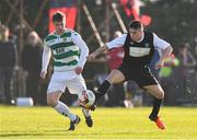 8 April 2017; Wayne Sparling of Killarney Celtic in action against Joseph O'Neill of Sheriff YC during the FAI Junior Cup semi final match between Killarney Celtic and Sheriff YC, in association with Aviva and Umbro, at Mastergeeha FC in Killarney, Co. Kerry. Photo by Ramsey Cardy/Sportsfile
