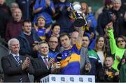 8 April 2017; Tipperary captain Brian Fox lifts the Division 3 trophy after the Allianz Football League Division 3 Final match between Louth and Tipperary at Croke Park in Dublin. Photo by Brendan Moran/Sportsfile