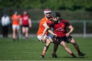 8 April 2017; Andrew Bell of Down in action against Danny Magee of Armagh during the Ulster GAA Hurling Senior Championship semi-final match between Armagh and Down at Inniskeen in Monaghan. Photo by James McCann/Sportsfile