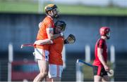 8 April 2017; Ciaran Clifford of Armagh celebrates with team mate Tiarnan Nevin during the Ulster GAA Hurling Senior Championship semi-final match between Armagh and Down at Inniskeen in Monaghan. Photo by James McCann/Sportsfile
