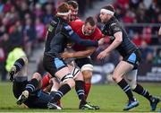 8 April 2017; Jean Deysel of Munster is tackled by Alex Dunbar, Rob Harley and Finn Russell of Glasgow Warriors during the Guinness PRO12 Round 19 match between Munster and Glasgow Warriors at Irish Independent Park in Cork. Photo by Matt Browne/Sportsfile