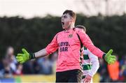 8 April 2017; Lee Murphy of Sheriff YC celebrates following his side's victory in the FAI Junior Cup semi final match between Killarney Celtic and Sheriff YC, in association with Aviva and Umbro, at Mastergeeha FC in Killarney, Co. Kerry. Photo by Ramsey Cardy/Sportsfile