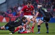 8 April 2017; Tyler Bleyendaal of Munster is tackled by Fraser Brown of Glasgow Warriors before leaving the pitch with an injury during the Guinness PRO12 Round 19 match between Munster and Glasgow Warriors at Irish Independent Park in Cork. Photo by Matt Browne/Sportsfile
