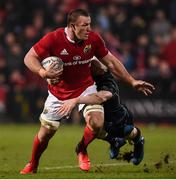 8 April 2017; Jean Deysel of Munster is tackled by Finn Russell of Glasgow Warriors during the Guinness PRO12 Round 19 match between Munster and Glasgow Warriors at Irish Independent Park in Cork. Photo by Matt Browne/Sportsfile