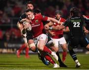 8 April 2017; Rory Scannell of Munster is tackled by Ali Price and Peter Horne of Glasgow Warriors during the Guinness PRO12 Round 19 match between Munster and Glasgow Warriors at Irish Independent Park in Cork. Photo by Matt Browne/Sportsfile