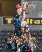 25 September 2011; Dan Tuohy, Ulster, wins possession for his side in a lineout. Celtic League, Ospreys v Ulster, Liberty Stadium, Swansea, Wales. Picture credit: Steve Pope / SPORTSFILE