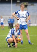 25 September 2011; A dejected Lavina Connolly, left, and Eileen McElroy, at the end of the game. TG4 All-Ireland Ladies Senior Football Championship Final, Cork v Monaghan, Croke Park, Dublin. Photo by Sportsfile