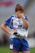 25 September 2011; Aoife McAnespie, Monaghan, shows her disappointment after the game. TG4 All-Ireland Ladies Senior Football Championship Final, Cork v Monaghan, Croke Park, Dublin. Picture credit: Pat Murphy / SPORTSFILE