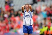 25 September 2011; Monaghan's Amanda Casey shows her disappointment after defeat against Cork. TG4 All-Ireland Ladies Senior Football Championship Final, Cork v Monaghan, Croke Park, Dublin. Picture credit: Pat Murphy / SPORTSFILE