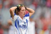 25 September 2011; Monaghan's Aoife McAnespie shows her disappointment after defeat against Cork. TG4 All-Ireland Ladies Senior Football Championship Final, Cork v Monaghan, Croke Park, Dublin. Picture credit: Pat Murphy / SPORTSFILE