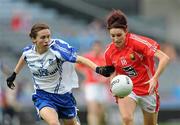 25 September 2011; Aine Sheehan, Cork, in action against Sharon Courtney, Monaghan. TG4 All-Ireland Ladies Senior Football Championship Final, Cork v Monaghan, Croke Park, Dublin. Picture credit: Brian Lawless / SPORTSFILE