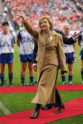 25 September 2011; President of Ireland Mary McAleese waves to the crowd after meeting the teams. TG4 All-Ireland Ladies Senior Football Championship Final, Cork v Monaghan, Croke Park, Dublin. Picture credit: Pat Murphy / SPORTSFILE