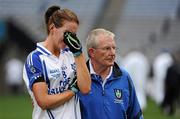 25 September 2011; Amanda Casey, Monaghan, and selector Jimmy Carroll at the end of the game. TG4 All-Ireland Ladies Senior Football Championship Final, Cork v Monaghan, Croke Park, Dublin. Picture credit: Conor O Beolainn / SPORTSFILE