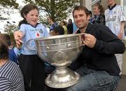 26 September 2011; Grace McGrane with Dublin captain Bryan Cullen during his visit to St Michaels House Special National School. Golf Links Road, Hacketstown, Skerries, Dublin. Photo by Sportsfile