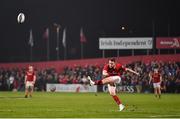 8 April 2017; Rory Scannell kicks Munster into a 10-0 lead with a penalty during the Guinness PRO12 Round 19 match between Munster and Glasgow Warriors at Irish Independent Park in Cork. Photo by Matt Browne/Sportsfile