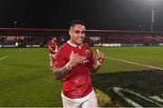 8 April 2017; Francis Saili of Munster after the final whistle at the Guinness PRO12 Round 19 match between Munster and Glasgow Warriors at Irish Independent Park in Cork. Photo by Matt Browne/Sportsfile